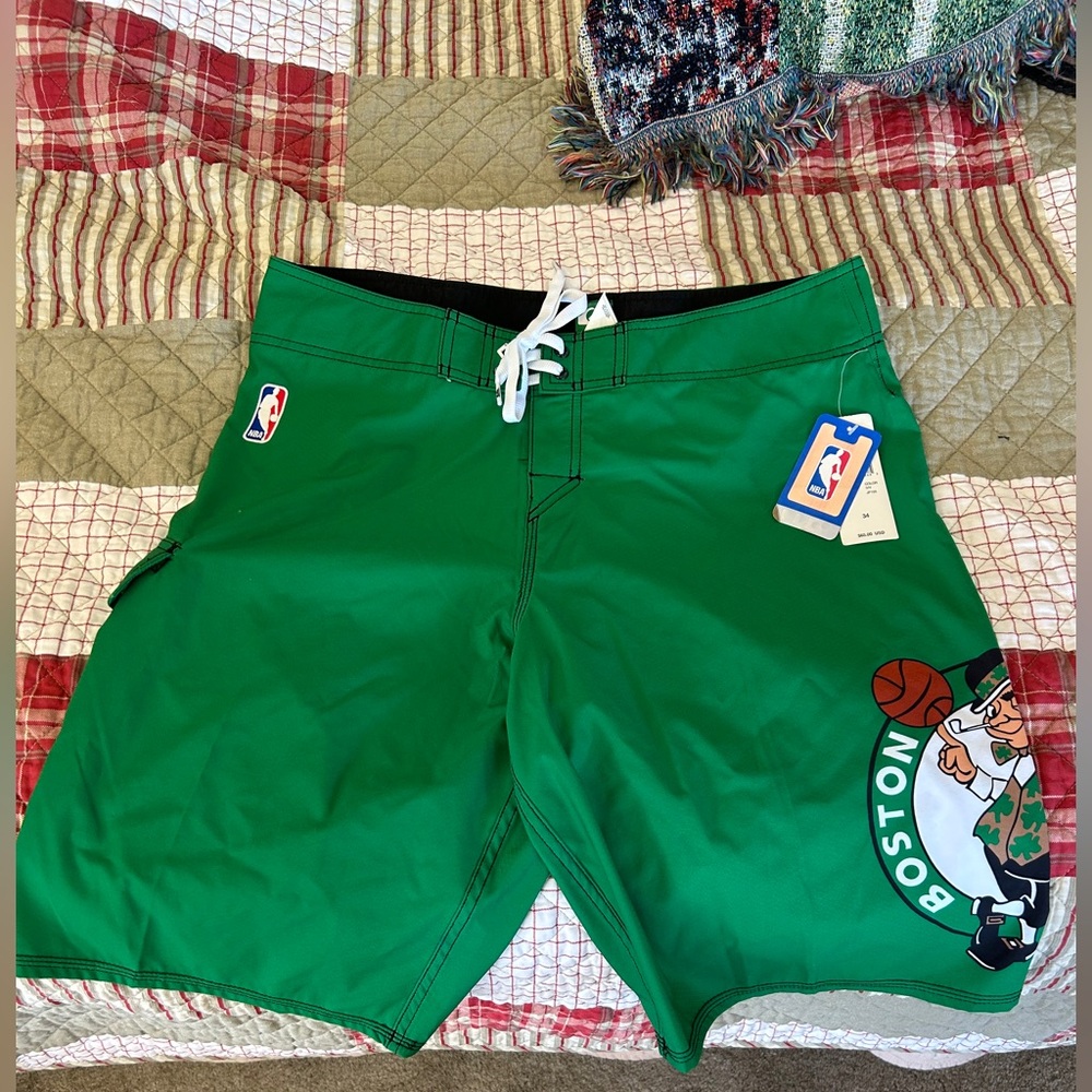 Quiksilver Green Fighting Irish Boardshorts with White Accents